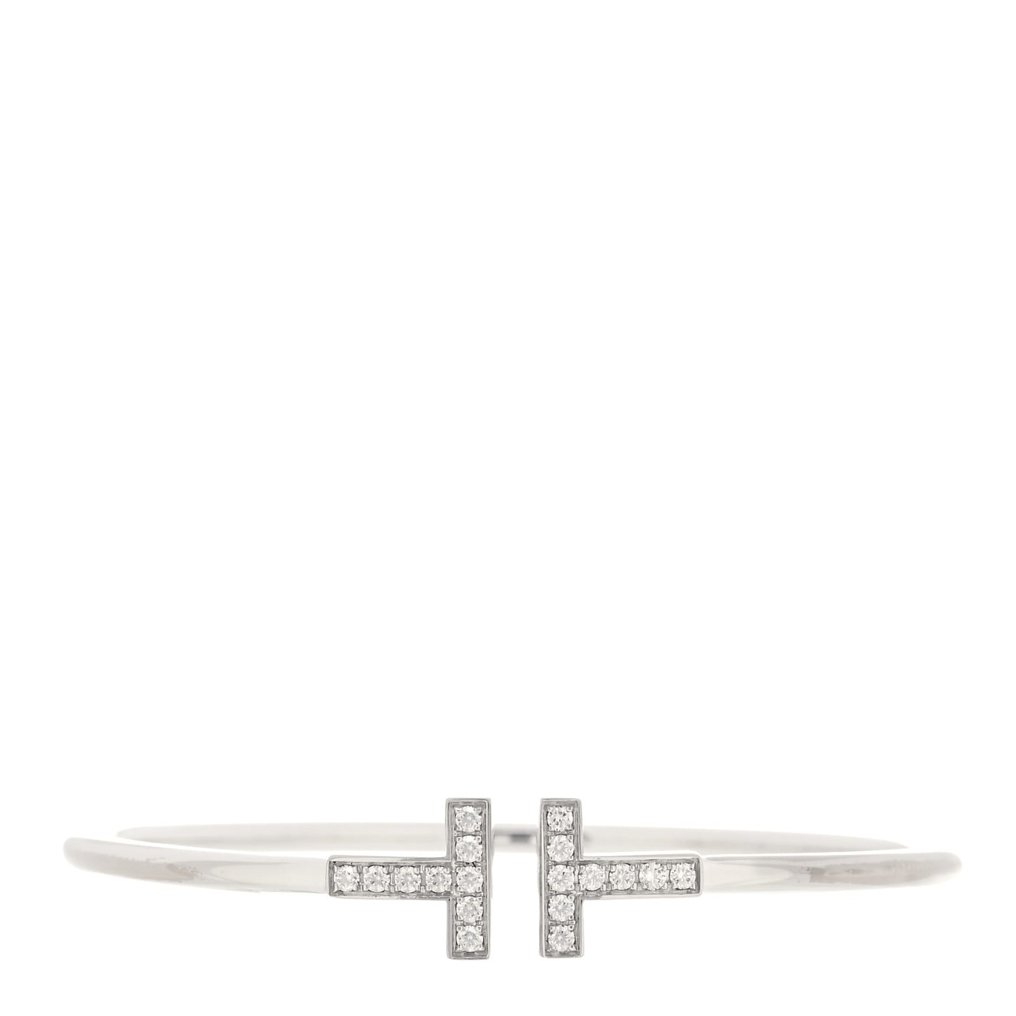 18K White Gold Diamond T Wire Bracelet