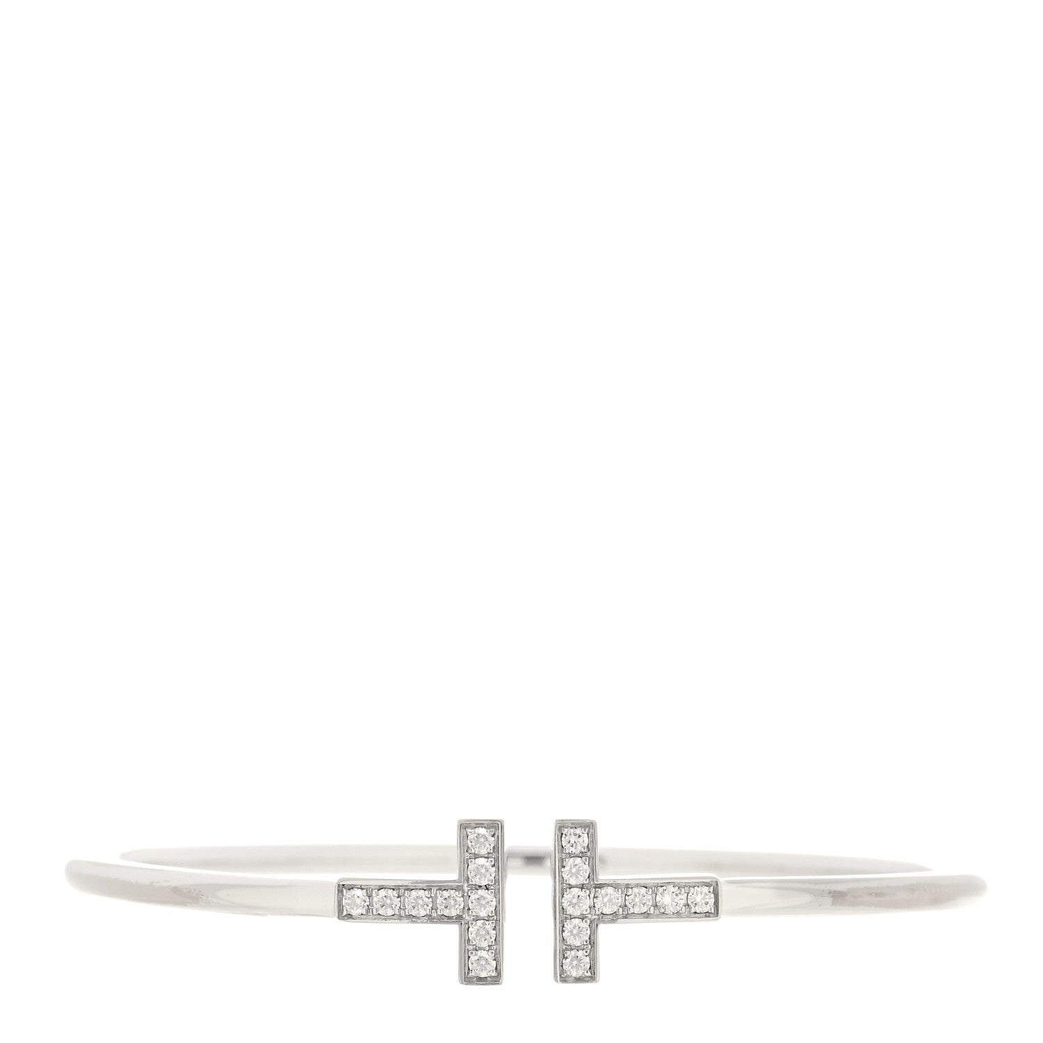 Tiffany 18K White Gold Diamond T Wire Bracelet 1 of 5