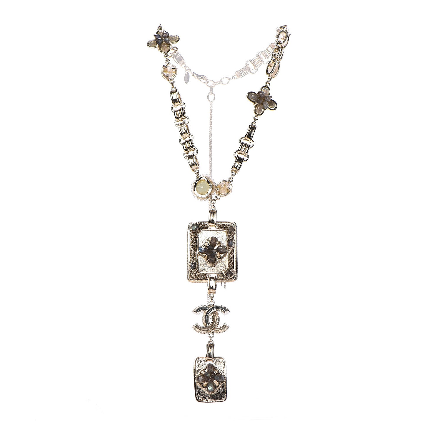 Crystal CC Chain Pendant Necklace Light Gold