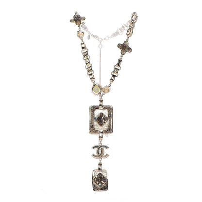 Chanel Crystal CC Chain Pendant Necklace Light Gold 3 of 6