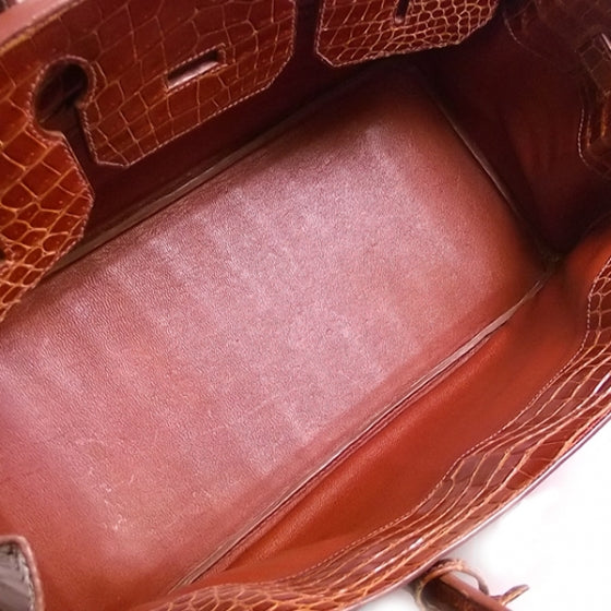 Shiny Porosus Crocodile JPG Birkin 42 Rouge H