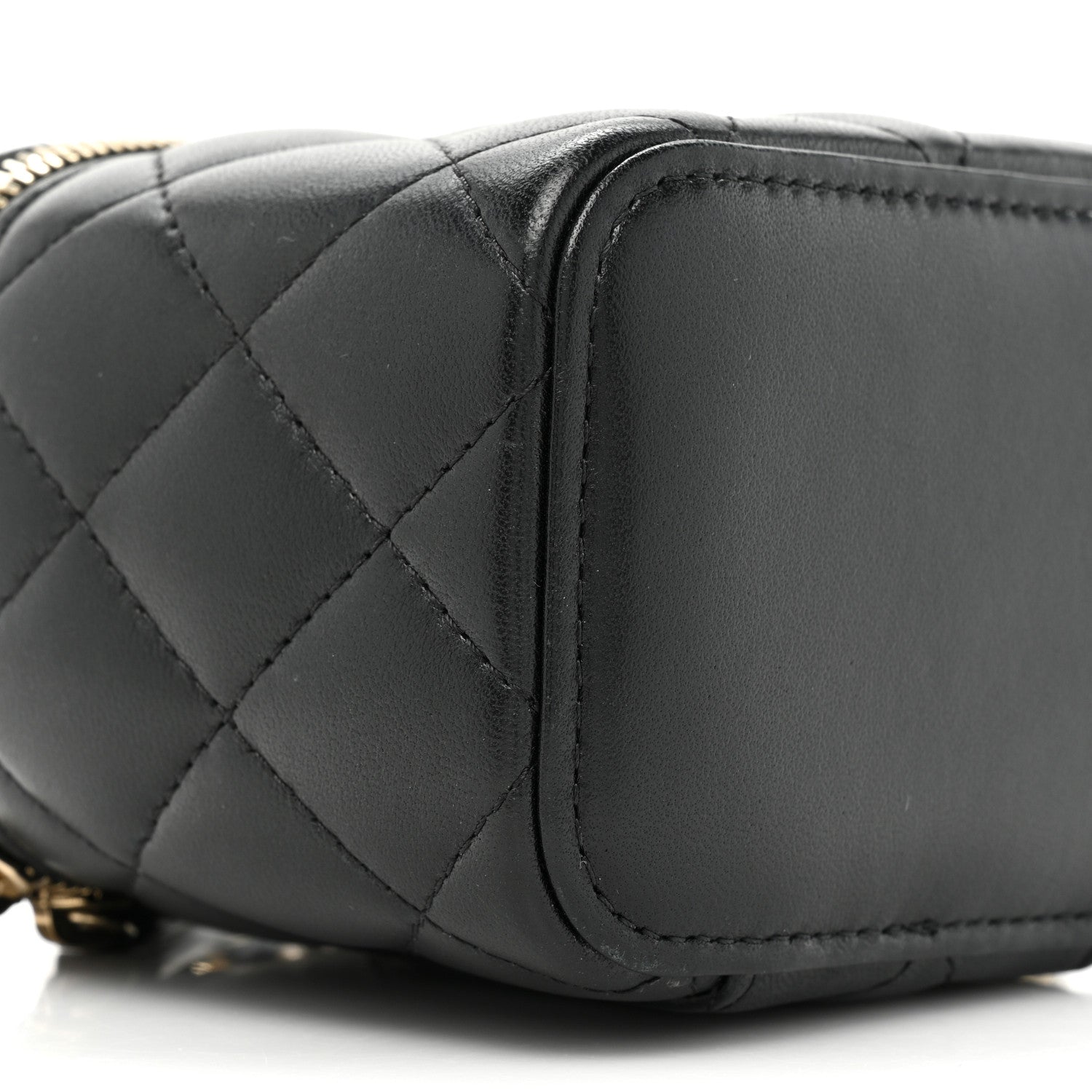 Chanel Lambskin Quilted Top Handle Mini Vanity Case With Chain Black 9 of 11