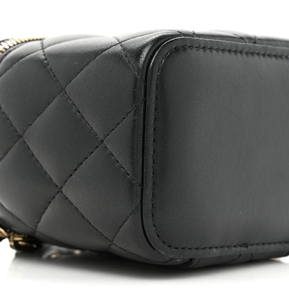 Chanel Lambskin Quilted Top Handle Mini Vanity Case With Chain Black 9 of 11