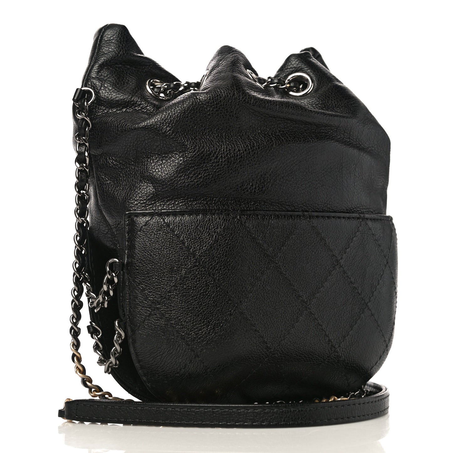 Calfskin Quilted Small Gabrielle Bucket Black