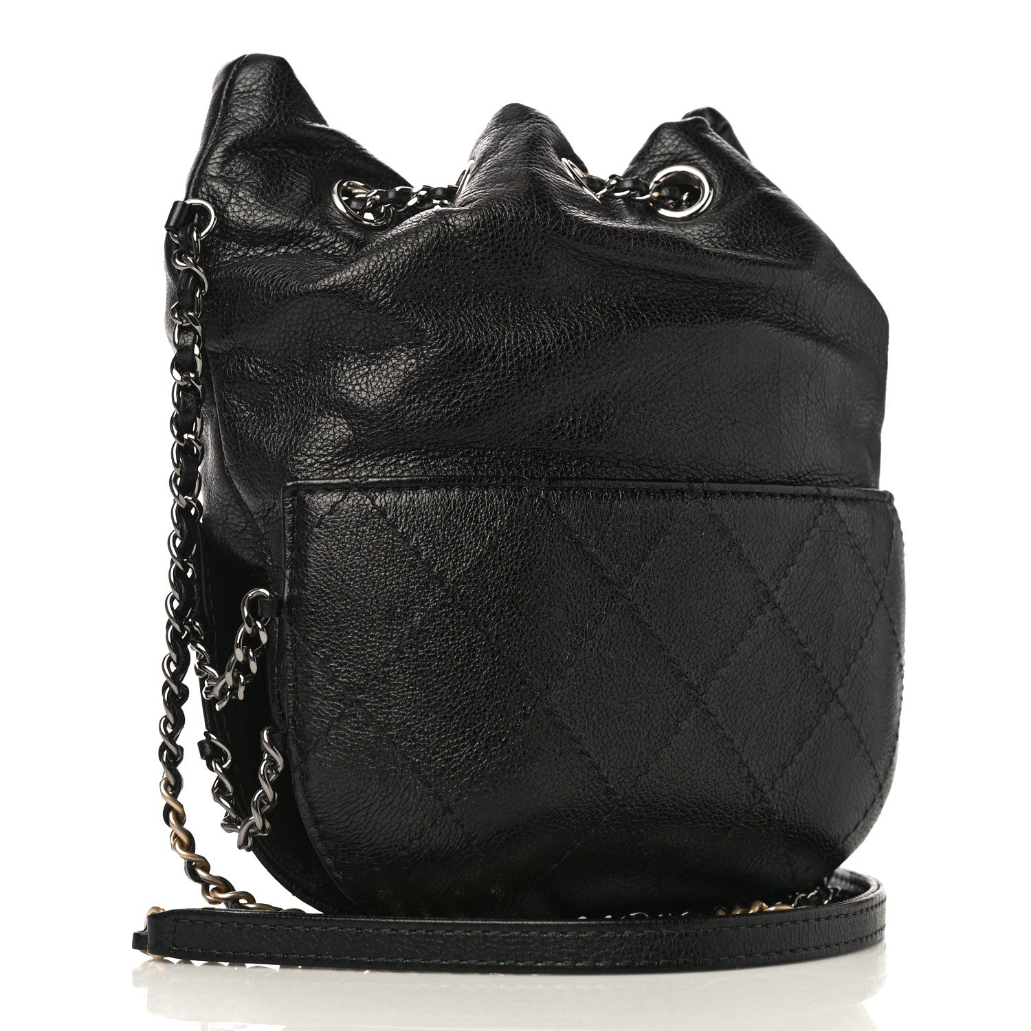 Chanel Calfskin Quilted Small Gabrielle Bucket Black 3 of 10