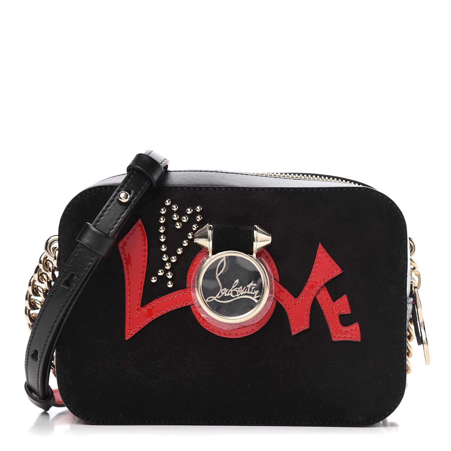 Suede Calfskin Love Rubylou Crossbody Black