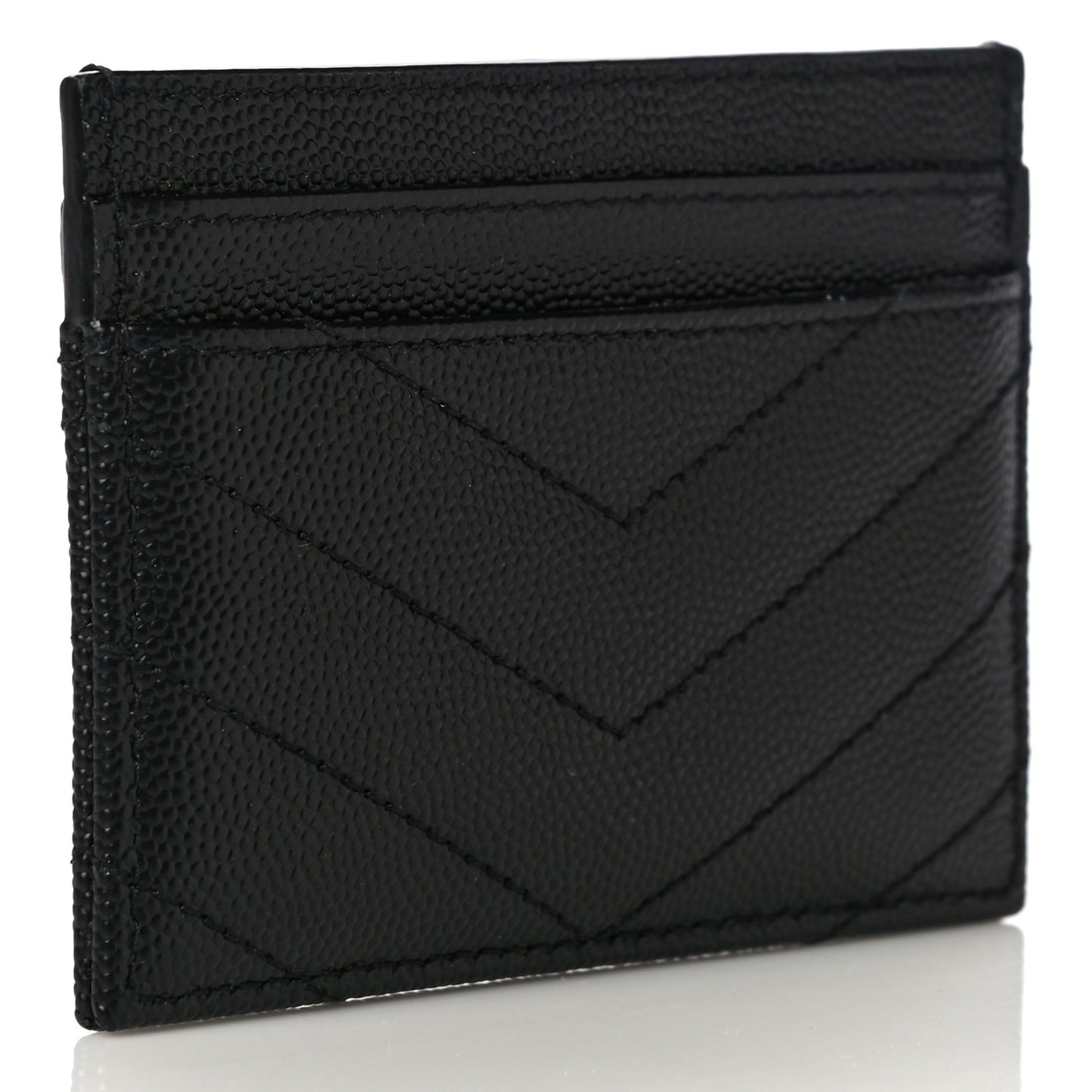 Grain De Poudre Matelasse Chevron Monogram Credit Card Case Black