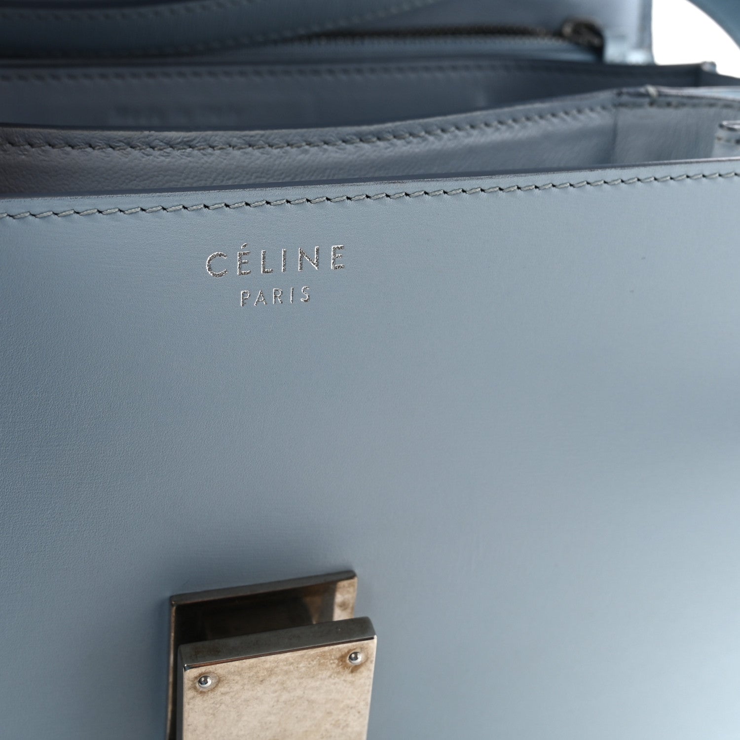 Celine Box Calfskin Medium Classic Box Flap Bag Pale Blue 6 of 10