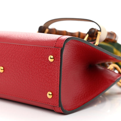 Gucci Textured Dollar Calfskin Web Mini Diana Tote Bag Red 8 of 8