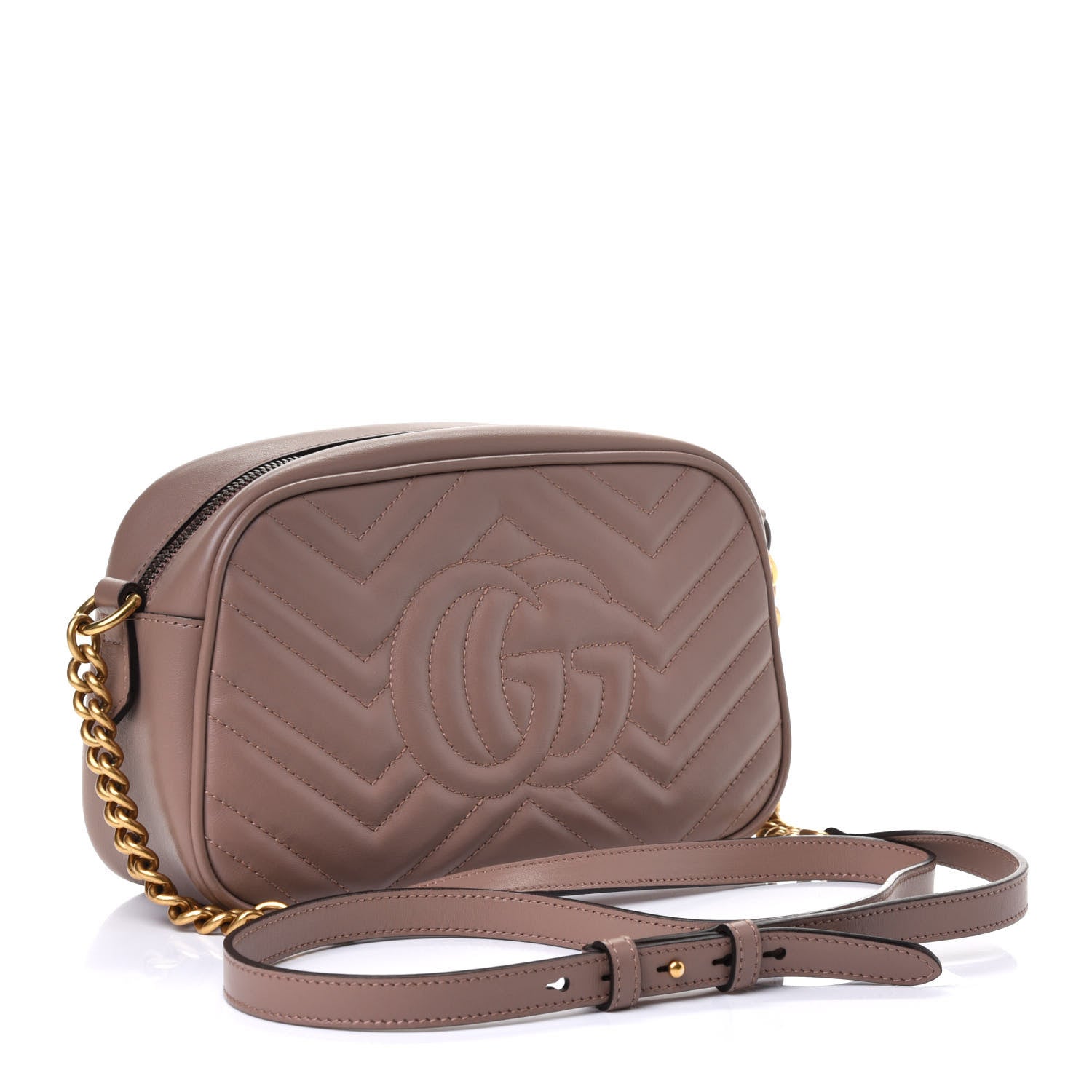 Gucci Calfskin Matelasse Small GG Marmont Chain Shoulder Bag Porcelain Rose 2 of 4