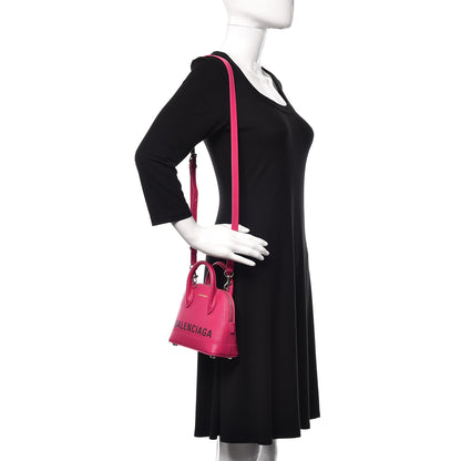 Balenciaga Signature Grained Calfskin Logo XXS Ville Top Handle Bag Fuchsia 2 of 11