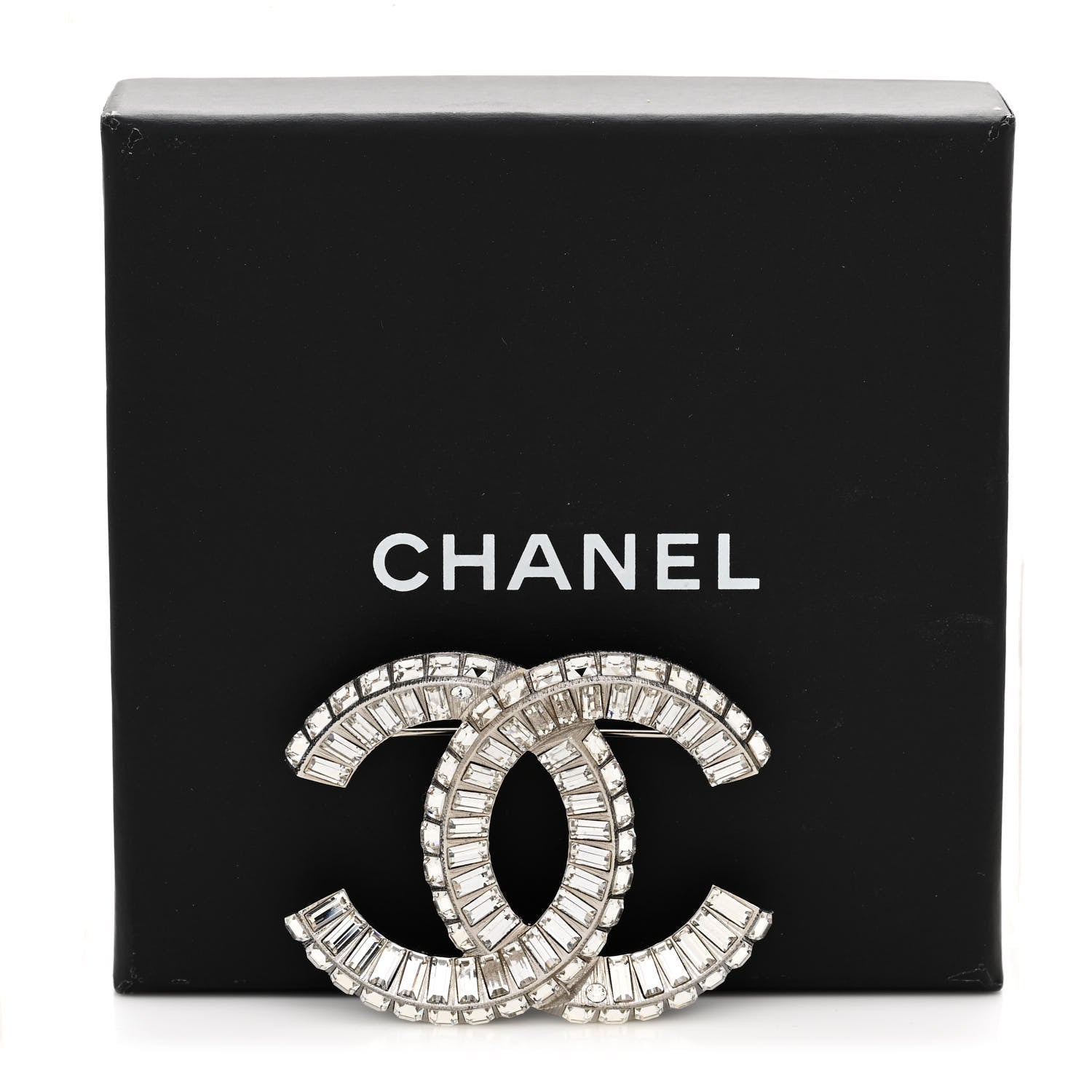 Chanel Baguette Crystal CC Brooch Silver 5 of 5