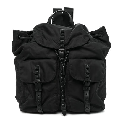Prada Nylon New Vela Monochrome Studded Backpack Black 1 of 13