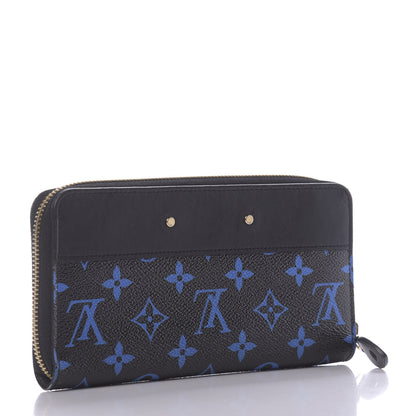Louis Vuitton Calfskin Colored Monogram Zippy Wallet Blue Black 3 of 10