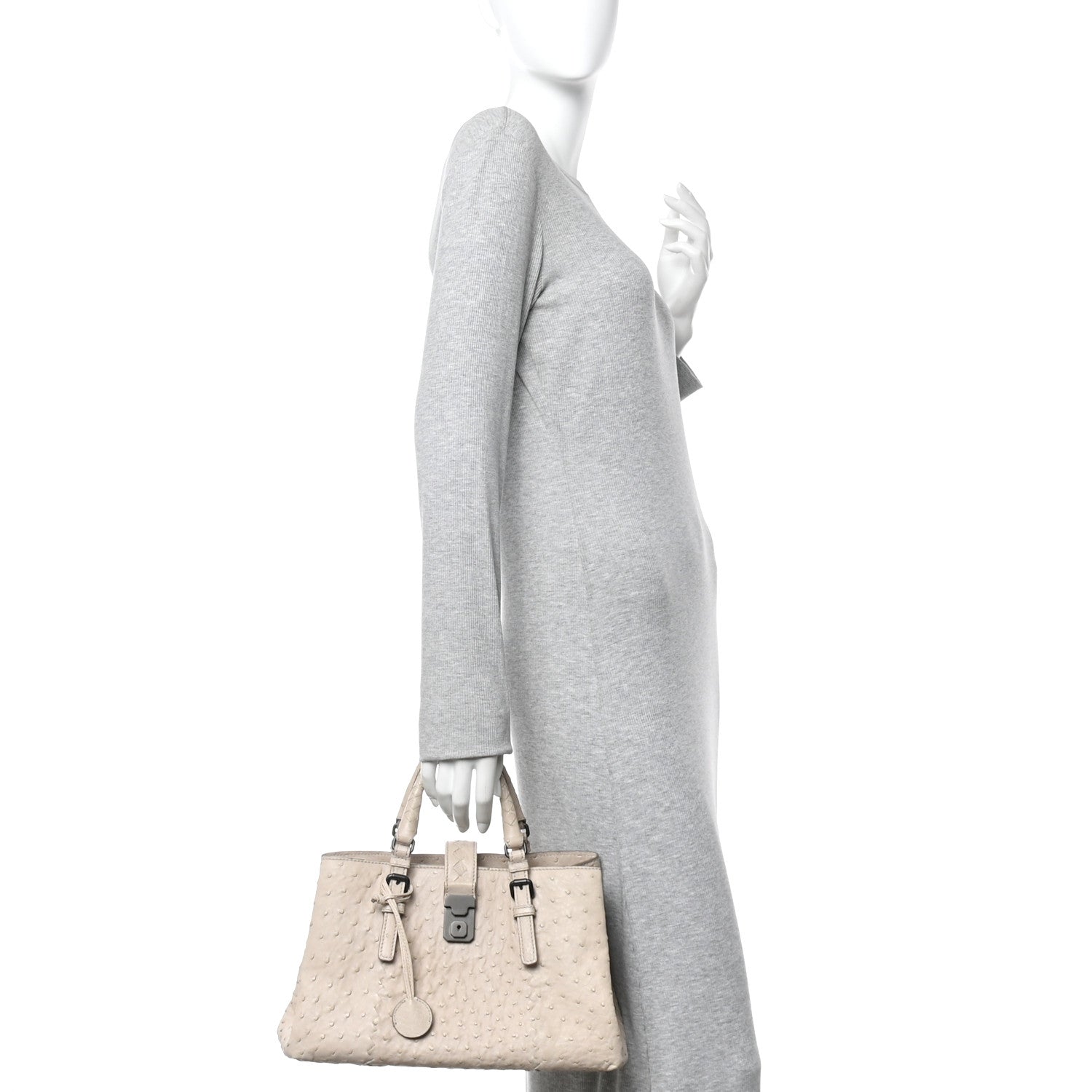 Bottega Veneta Ostrich Small Roma Tote Limestone 1842083
