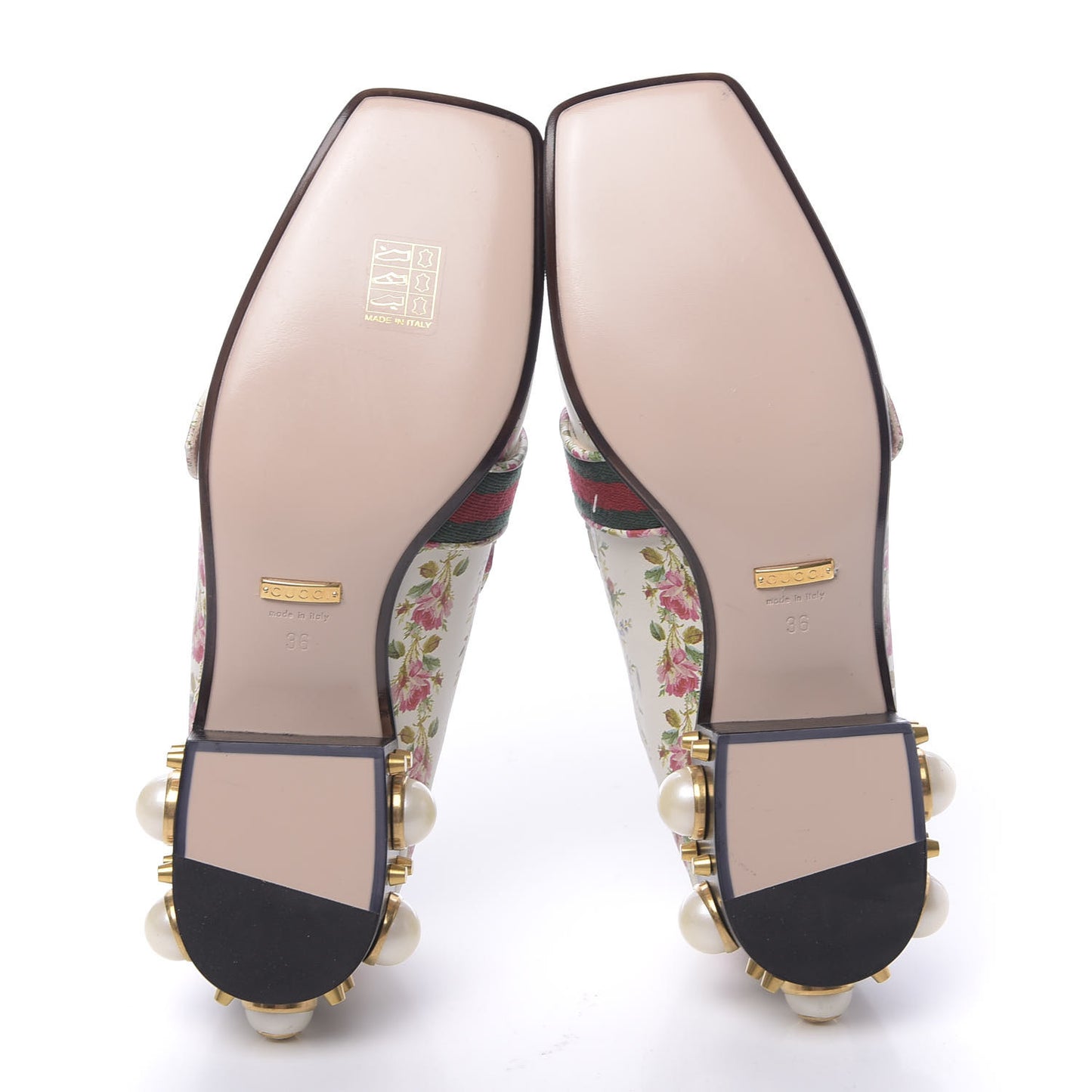 Calfskin Web Pearl Floral Embellished Peyton Loafer 36 White Multicolor
