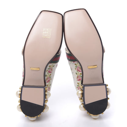 Gucci Calfskin Web Pearl Floral Embellished Peyton Loafer 36 White Multicolor 5 of 9
