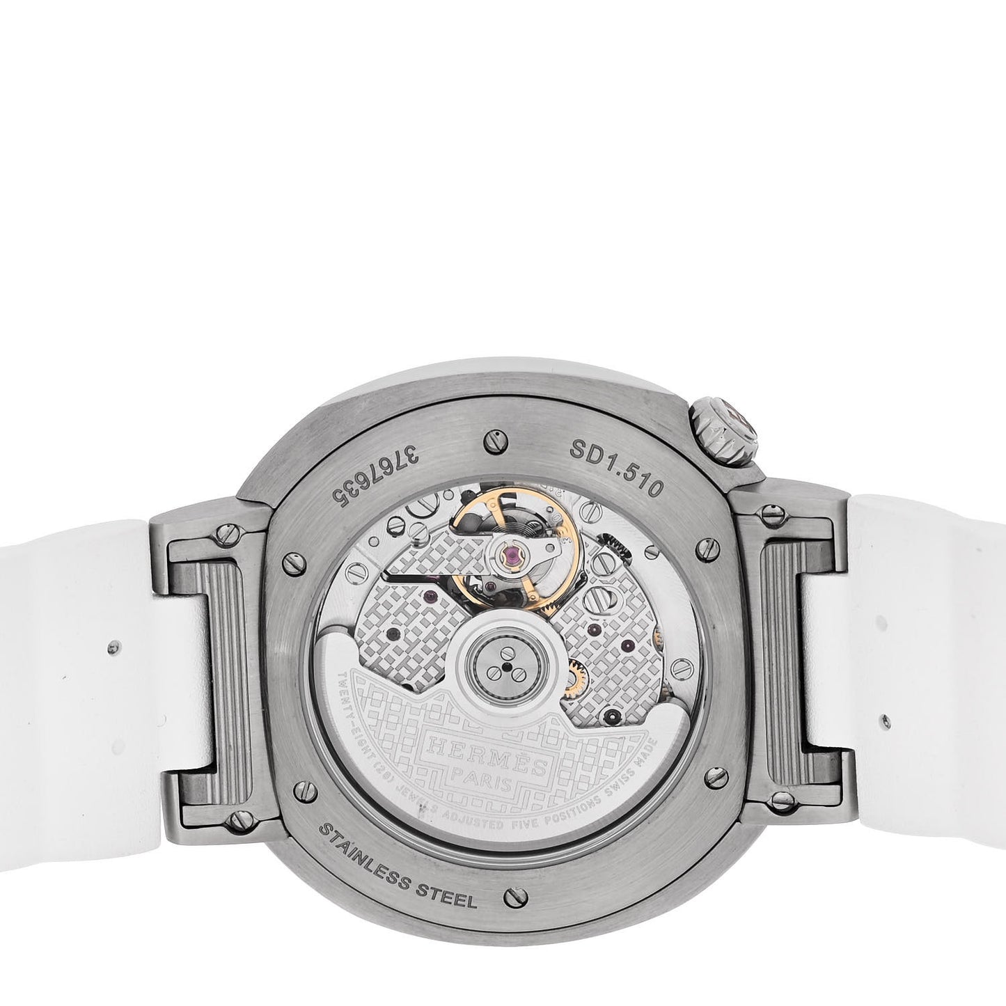 Stainless Steel Rubber 36mm Cut Automatic Watch Blanc