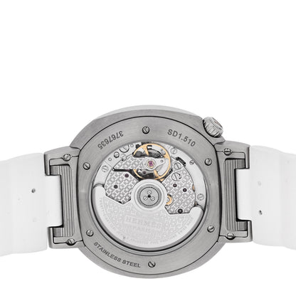 Hermes Stainless Steel Rubber 36mm Cut Automatic Watch Blanc 4 of 5