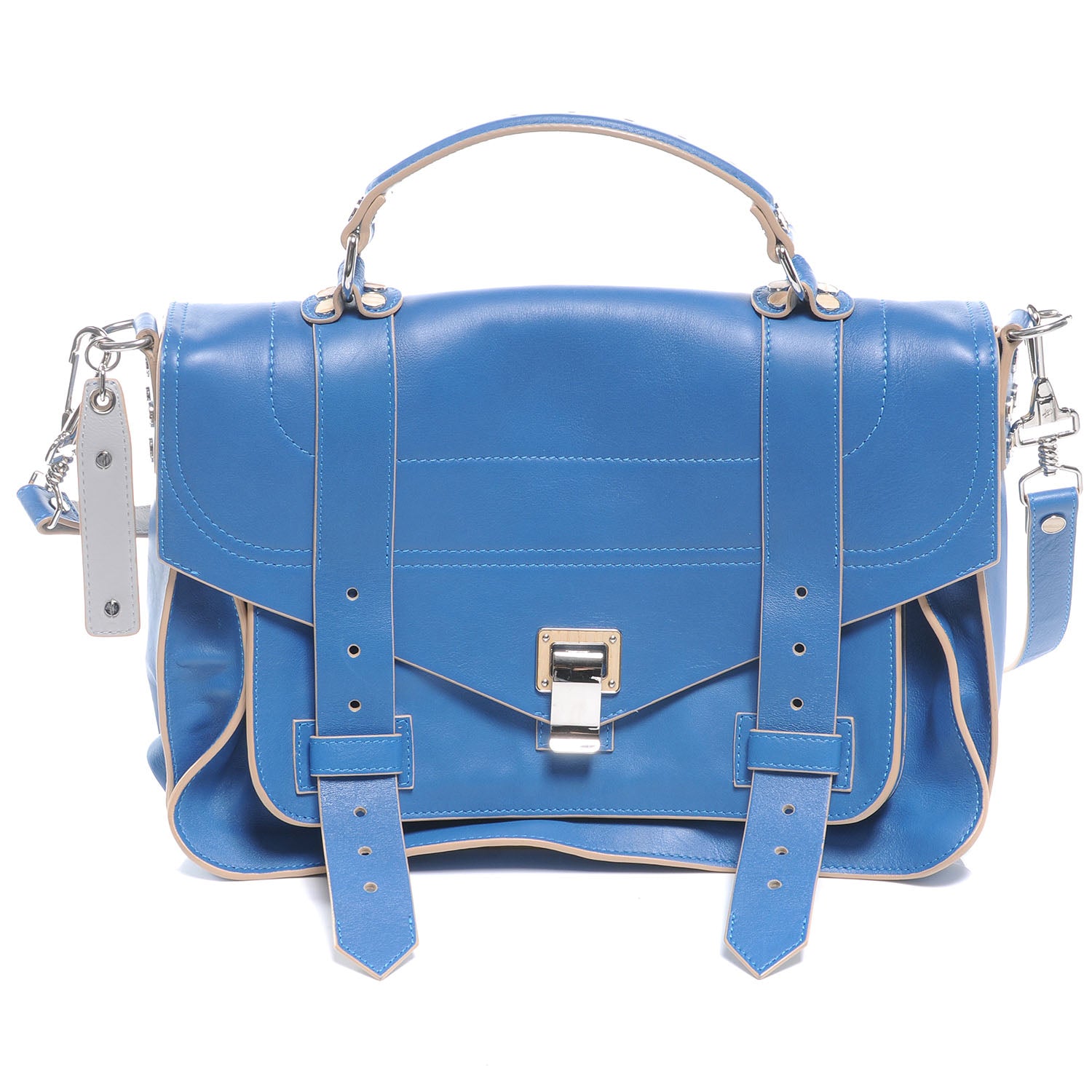 Proenza Schouler Matte Leather Double Sided PS1 Medium Satchel Peacock Grey Nude 1 of 5