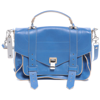 Proenza Schouler Matte Leather Double Sided PS1 Medium Satchel Peacock Grey Nude 1 of 5