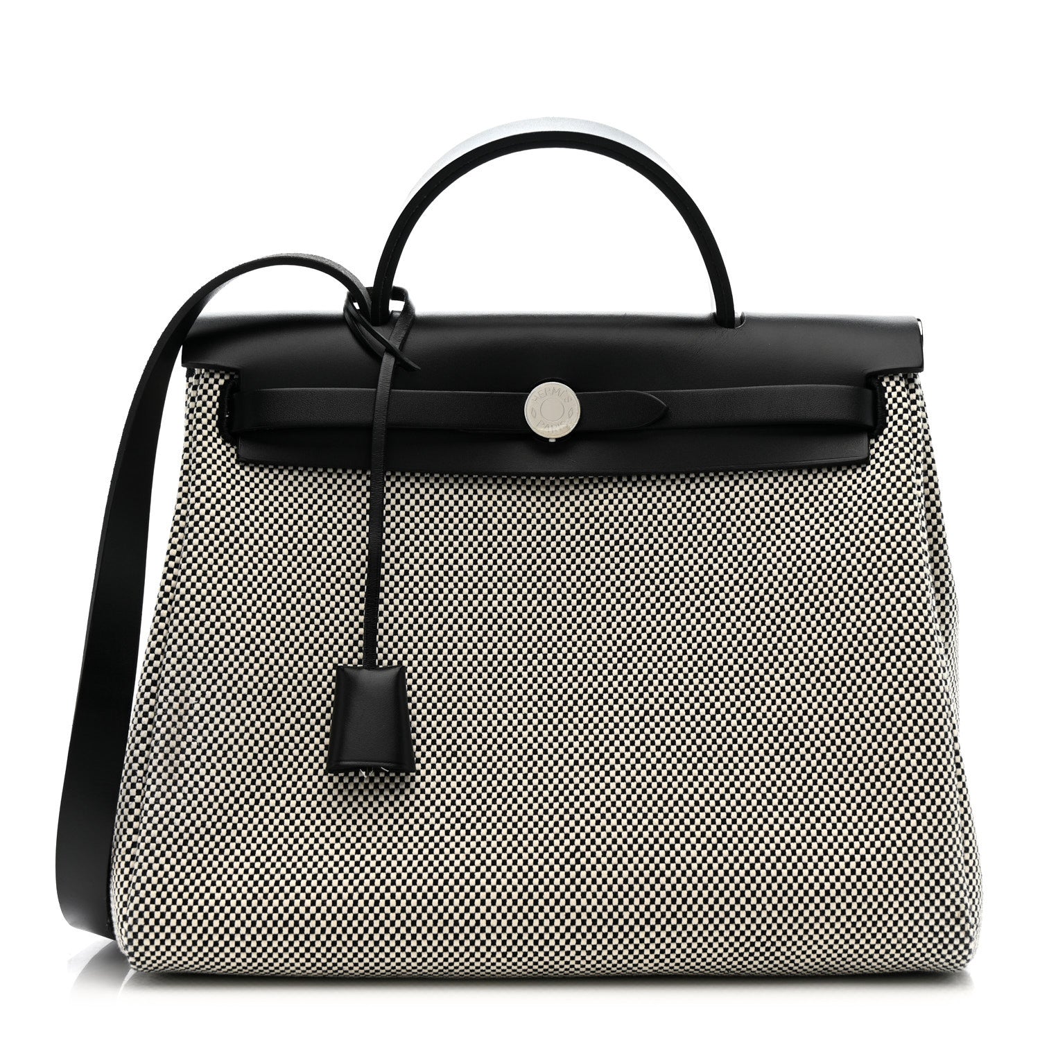Hermes Vache Hunter Criss Viking Herbag Zip Retourne 31 PM Ecru Black 1 of 12
