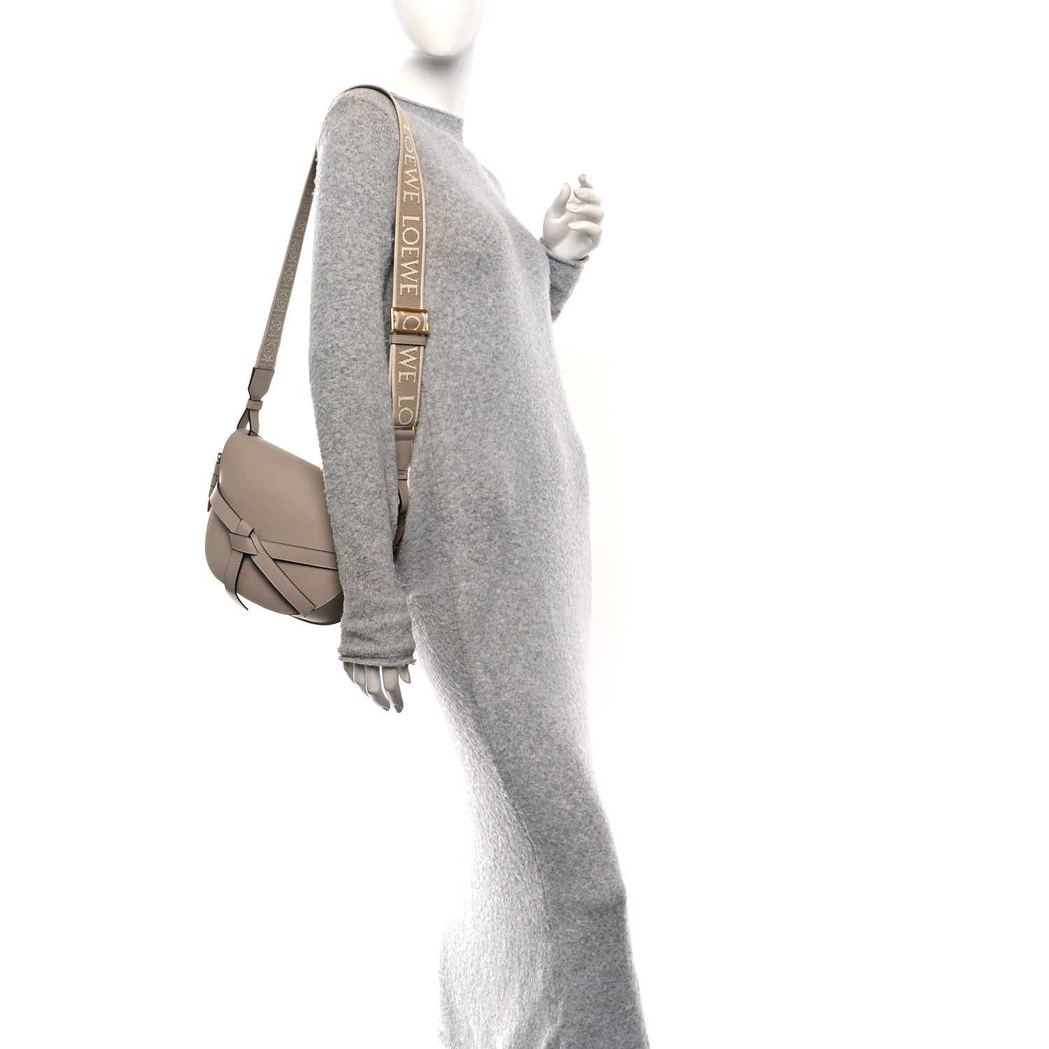 Loewe Soft Calfskin Jacquard Small Gate Crossbody Bag Sand 1868188