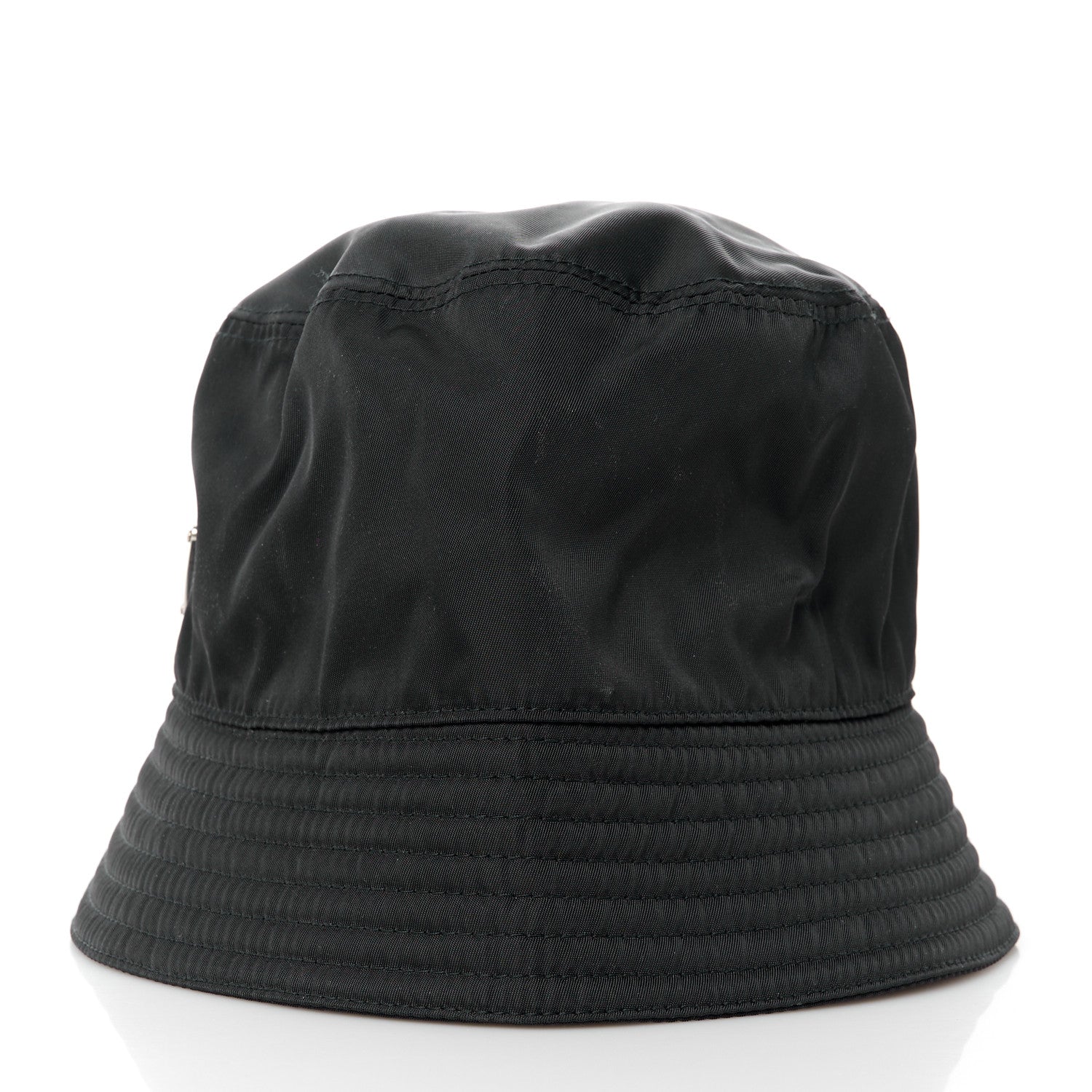 Prada Re-Nylon Metal Triangle Logo Womens Bucket Hat M Black 5 of 9