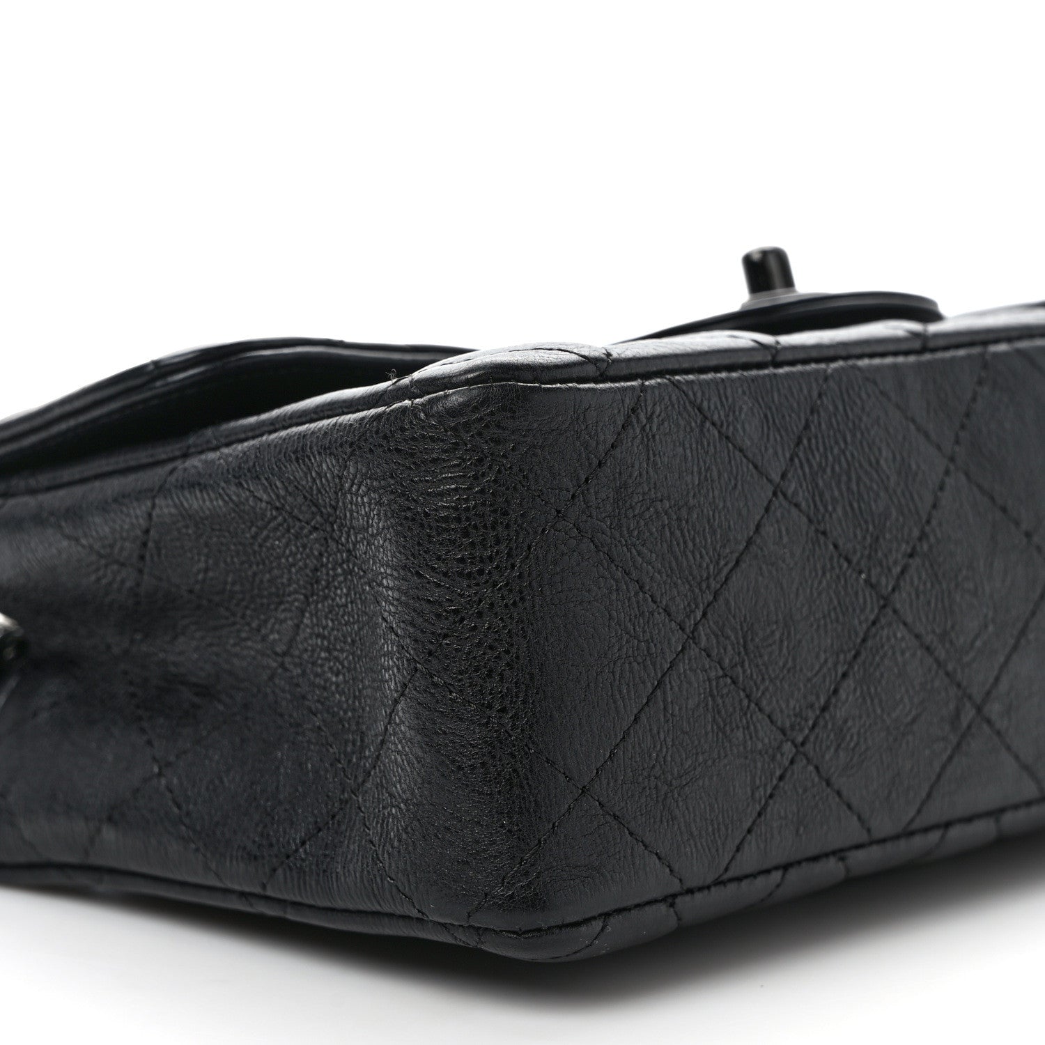 Chanel Crumpled Calfskin Quilted Mini Rectangular Flap So Black 8 of 9