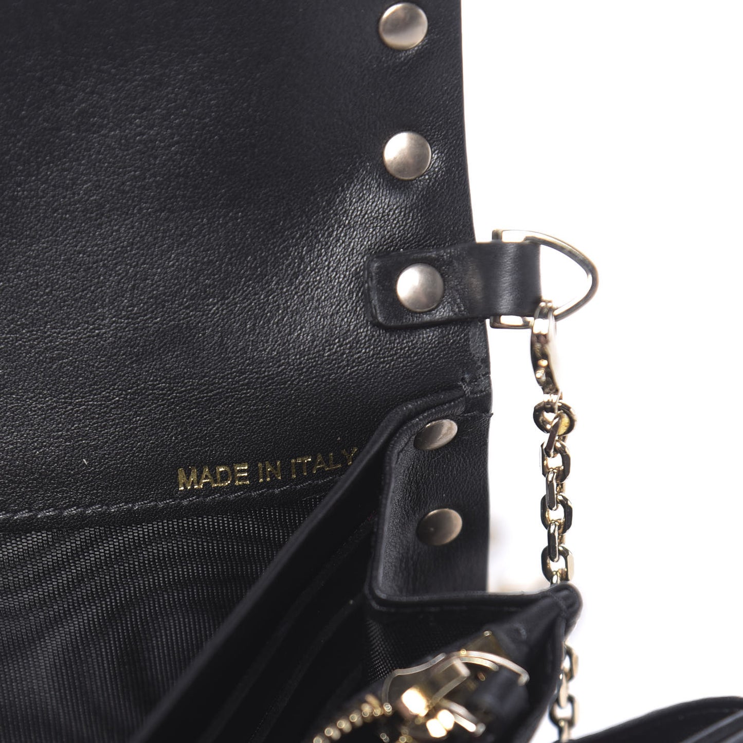 Vitello Rockstud Flap Wallet On Chain Ivory Black