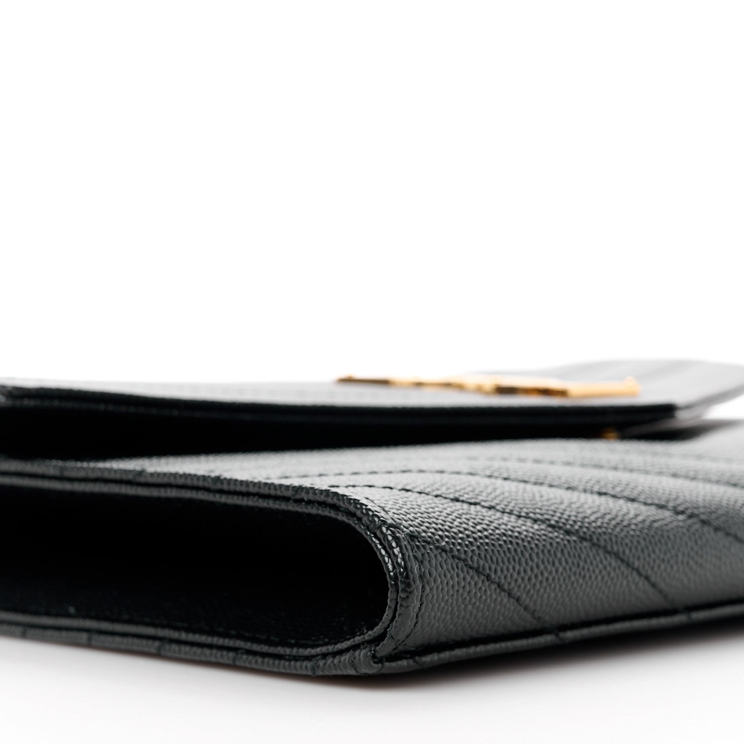 Saint Laurent Grain De Poudre Matelasse Chevron Monogram Envelope Clutch Black 9 of 11