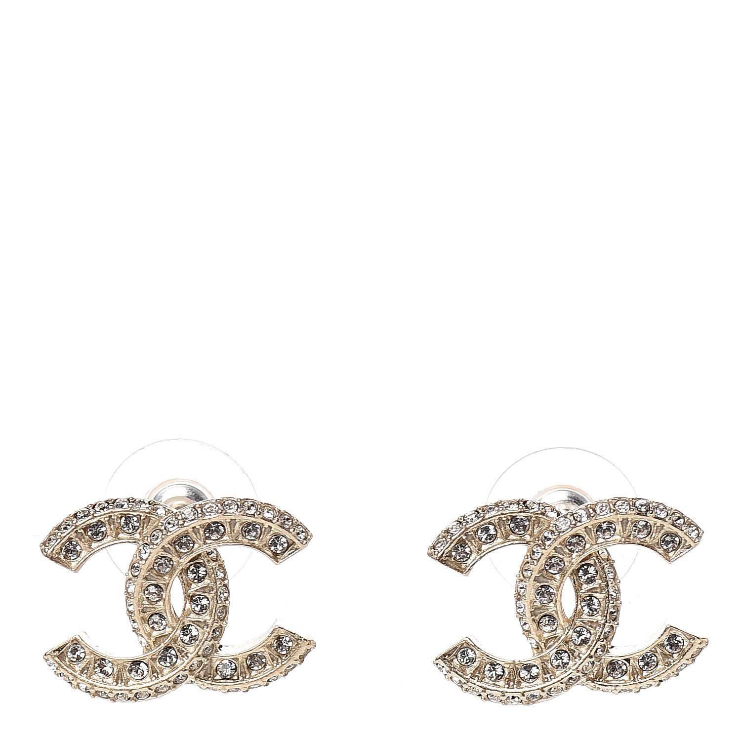 Chanel Crystal CC Earrings Gold 1 of 5