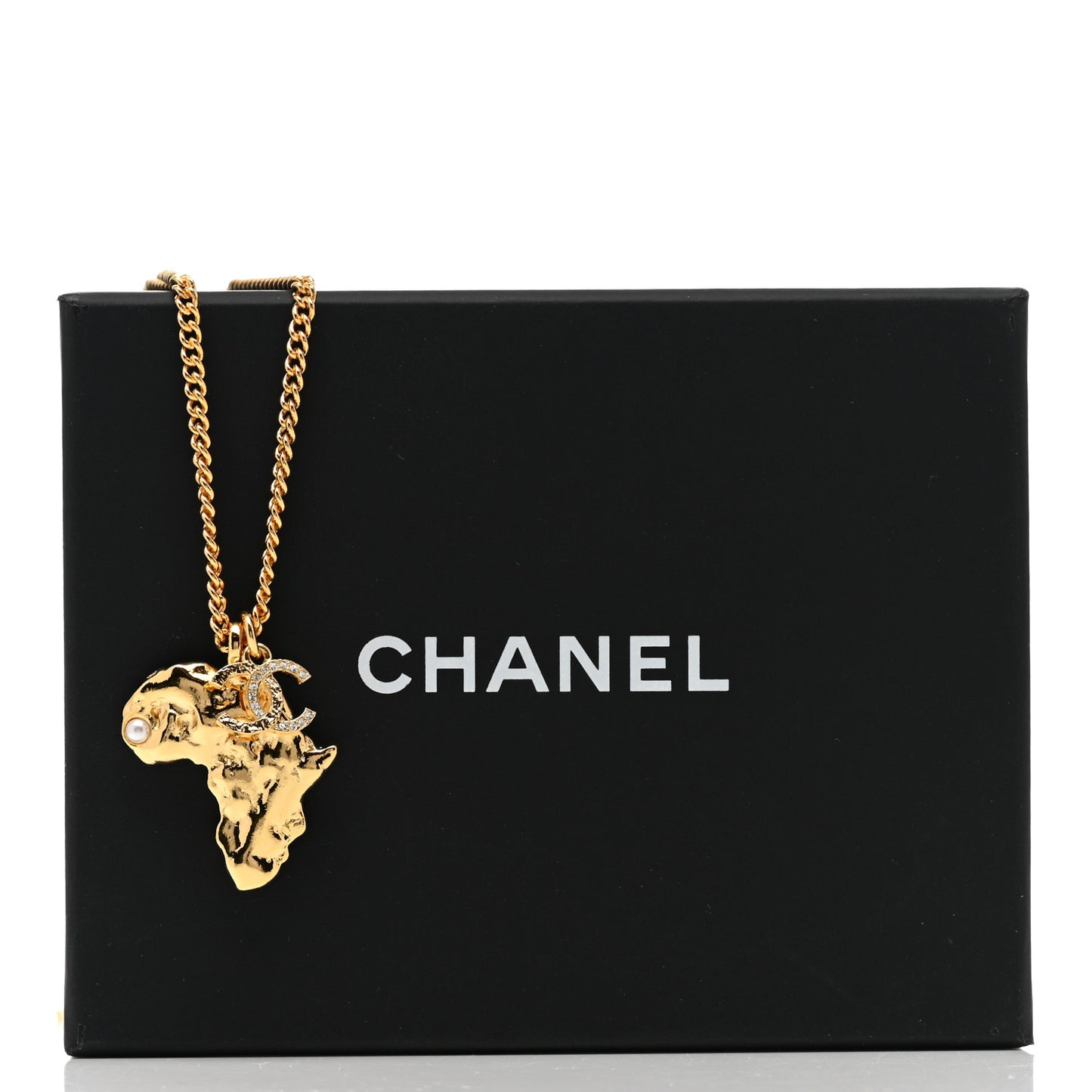 Crystal Pearl CC Africa Pendant Necklace Gold White