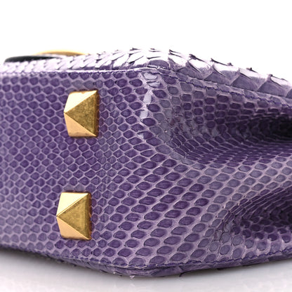 Valentino Garavani Snakeskin Stud Sign Shoulder Bag Purple 9 of 12