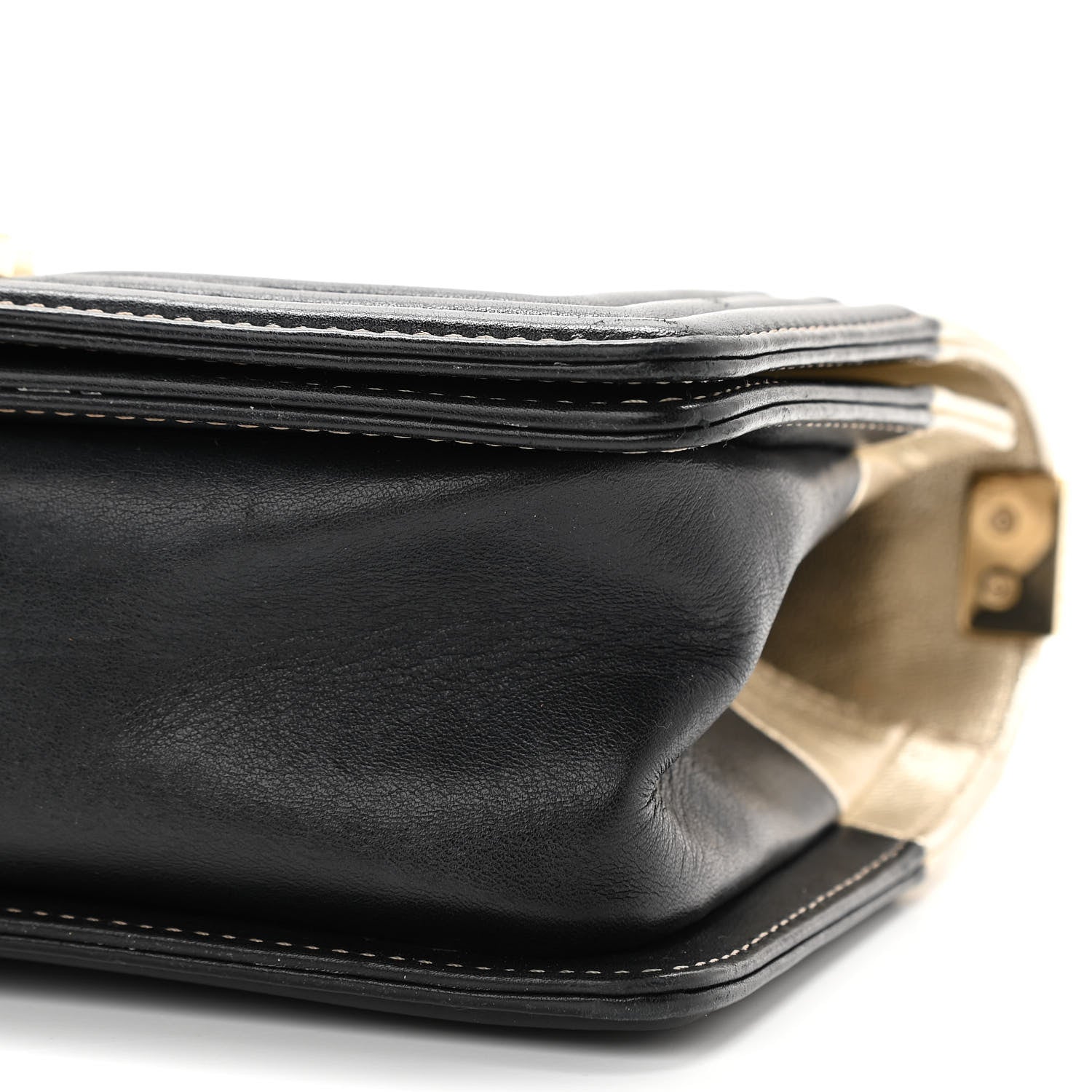 Chanel Metallic Goatskin Calfskin Medium Boy Flap Gold Black 10 of 16