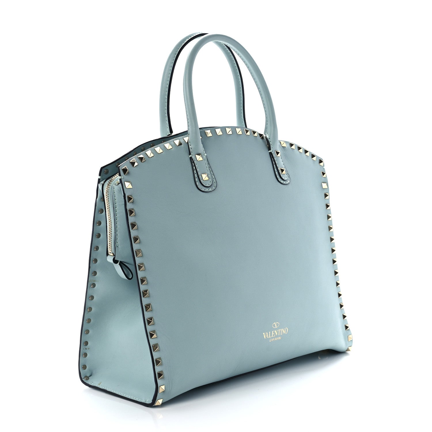 Valentino Garavani Vitello Rockstud Dome Shopper Baby Blue 2 of 8