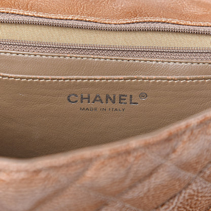 Chanel Crinkled Patent Quilted Jumbo Single Flap Light Beige 7 of 14