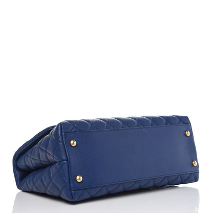 Chanel Caviar Elaphe Quilted Small Coco Handle Flap Dark Blue 4 of 9