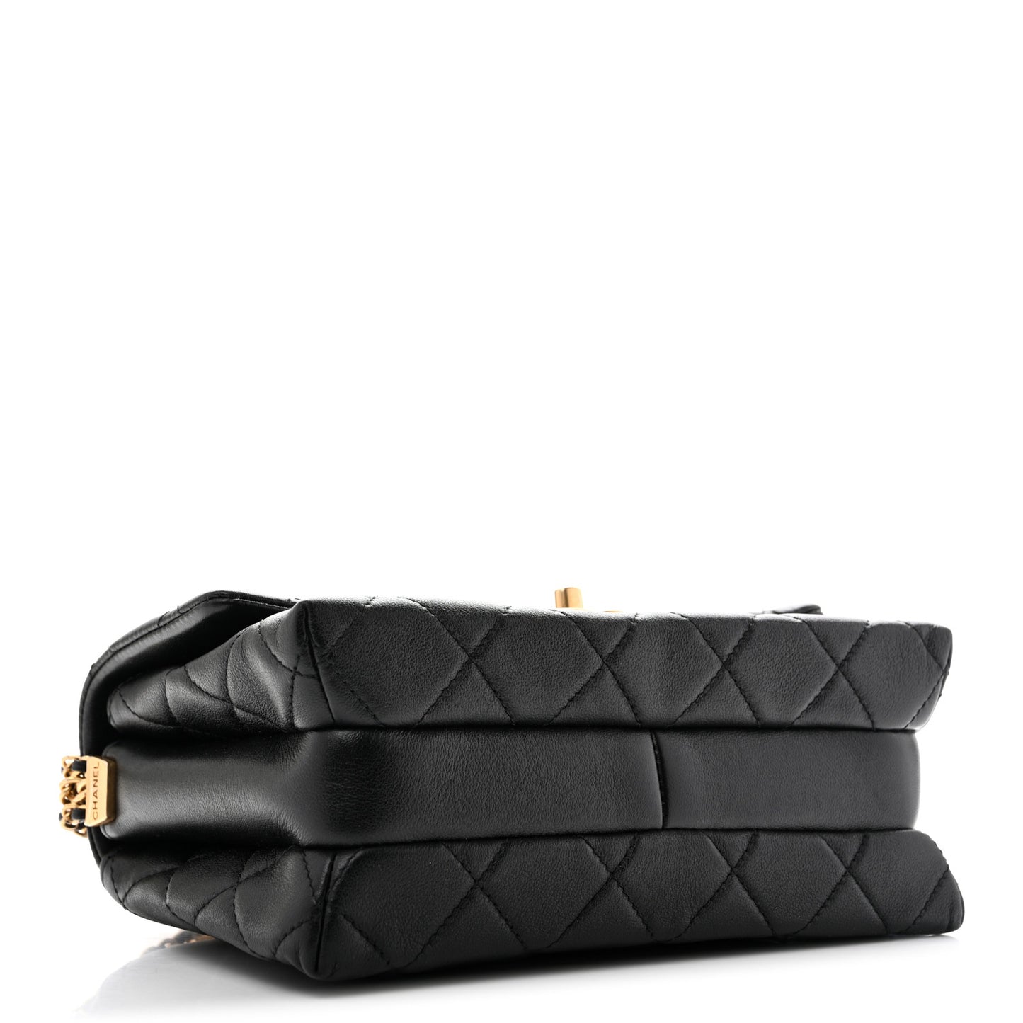 Calfskin Quilted Mini Chain Strap Flap Black
