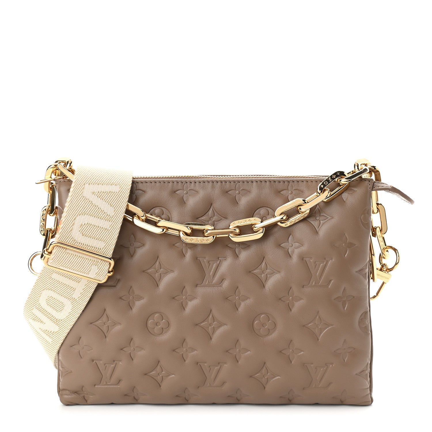 Louis Vuitton Lambskin Embossed Monogram Coussin PM Taupe 1 of 8