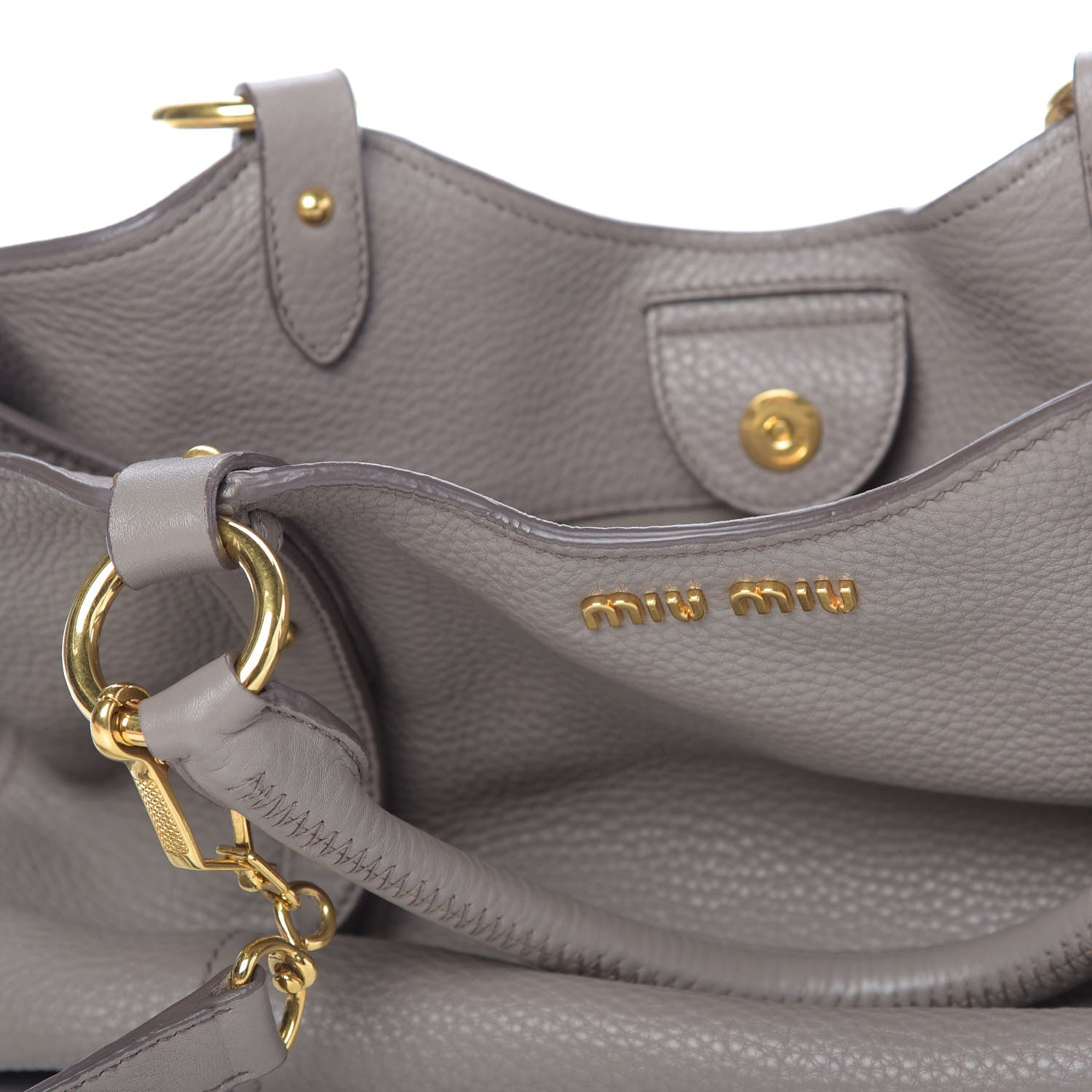 Miu Miu Vitello Daino Top Handle Tote Argilla 11 of 12