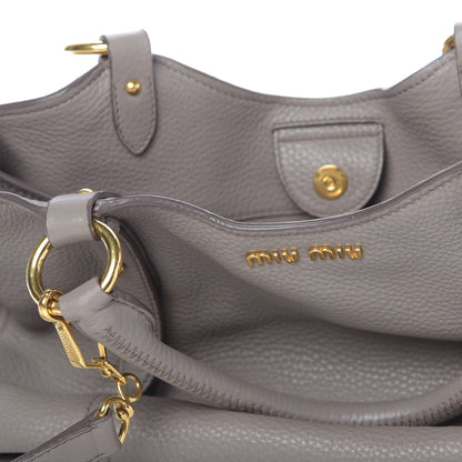 Miu Miu Vitello Daino Top Handle Tote Argilla 11 of 12
