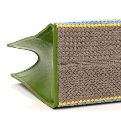 Gucci Fabric Embroidered Square G Forte Dei Marmi Striped Tote Bag Green Yellow 9 of 12