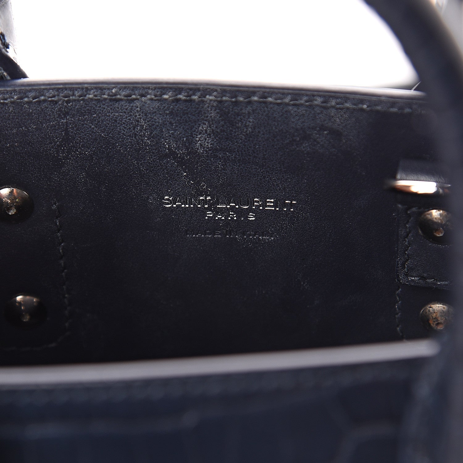 Saint Laurent Calfskin Crocodile Embossed Nano Sac De Jour Navy 5 of 7
