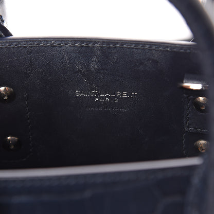 Saint Laurent Calfskin Crocodile Embossed Nano Sac De Jour Navy 5 of 7
