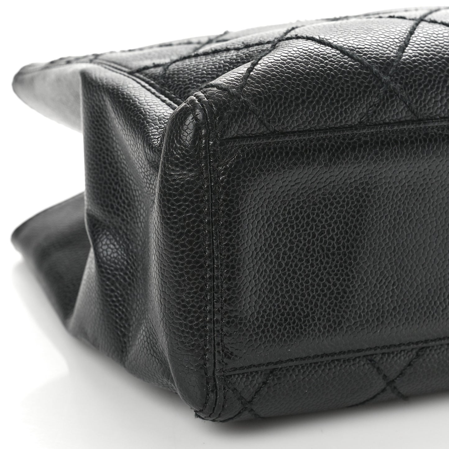 Caviar Quilted Shopping Tote Black