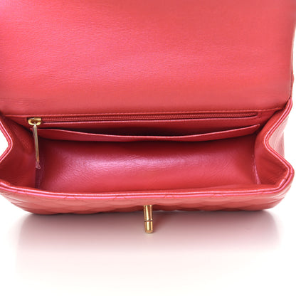 Chanel Iridescent Lambskin Quilted Mini Top Handle Rectangular Flap Red 5 of 11