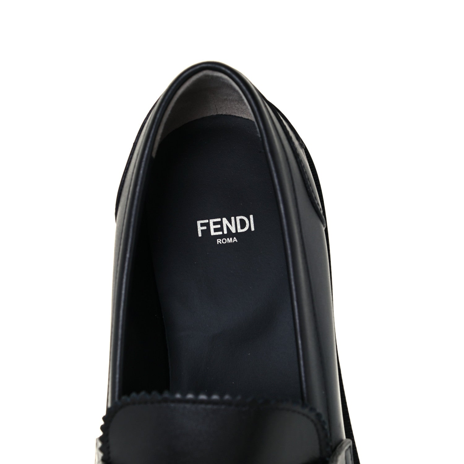 Fendi Calfskin Karligraphy Loafers 39 Black 9 of 9