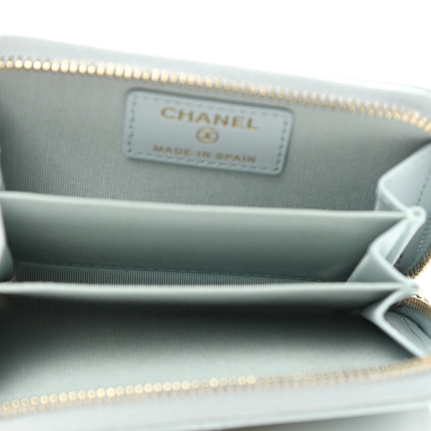 Chanel Lambskin Quilted Chanel 19 Zip Around Coin Purse Wallet Light Blue 5 of 8