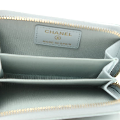 Chanel Lambskin Quilted Chanel 19 Zip Around Coin Purse Wallet Light Blue 5 of 8